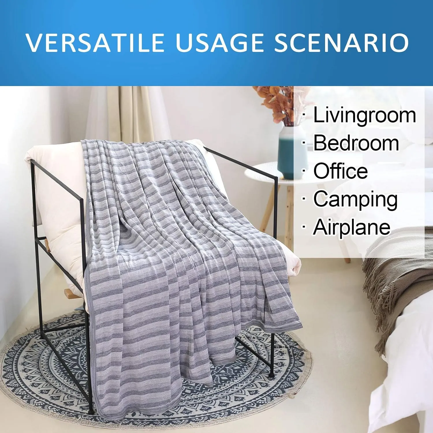 Ailemei Direct Cooling Throw Blanket for Hot Sleepers,Double Sided Cold Effect, Lightweight Breathable Summer Bed Blanket for Couch, Transfer Heat to Keep Body Cool Night Sweats,50"x70"