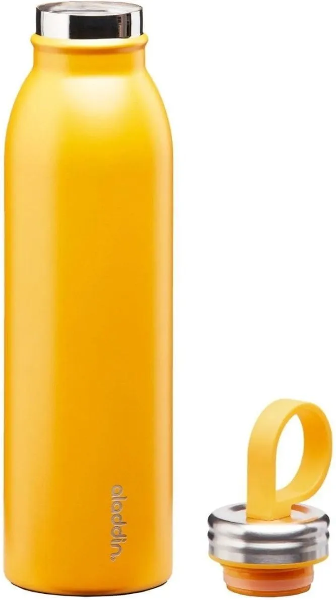 Aladdin Chilled Thermavac Stainless Steel Water Bottle 0.55L Sun Yellow – Insulated Metal Water Bottle - Keeps Cold for 9 Hours - BPA-Free Thermos Flask - Leakproof - Dishwasher Safe