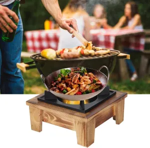 Alcohol Stove, Portable Barbecue Alcohol Stove Wooden Shelf Tabletop Barbecue Alcohol Oven Stove Furnace Kitchenware Cooking Utensil for Camping Hiking
