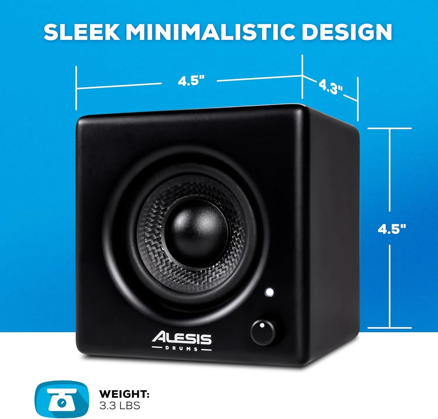 Alesis Nitro Amp 70W 3" Compact Electric Drum Monitor Speaker for Practice and Lessons, Rack-Mountable with Clamps Included