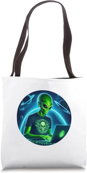 Alien Hacker Ethical hack secure systems vulnerabilities Tote Bag
