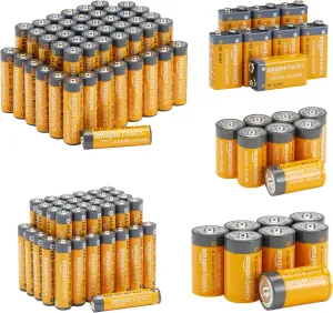 Amazon Basics 108 Count Alkaline Battery Super Value Pack - 48 AA   36 AAA   8 C   8 D   8 9Volt