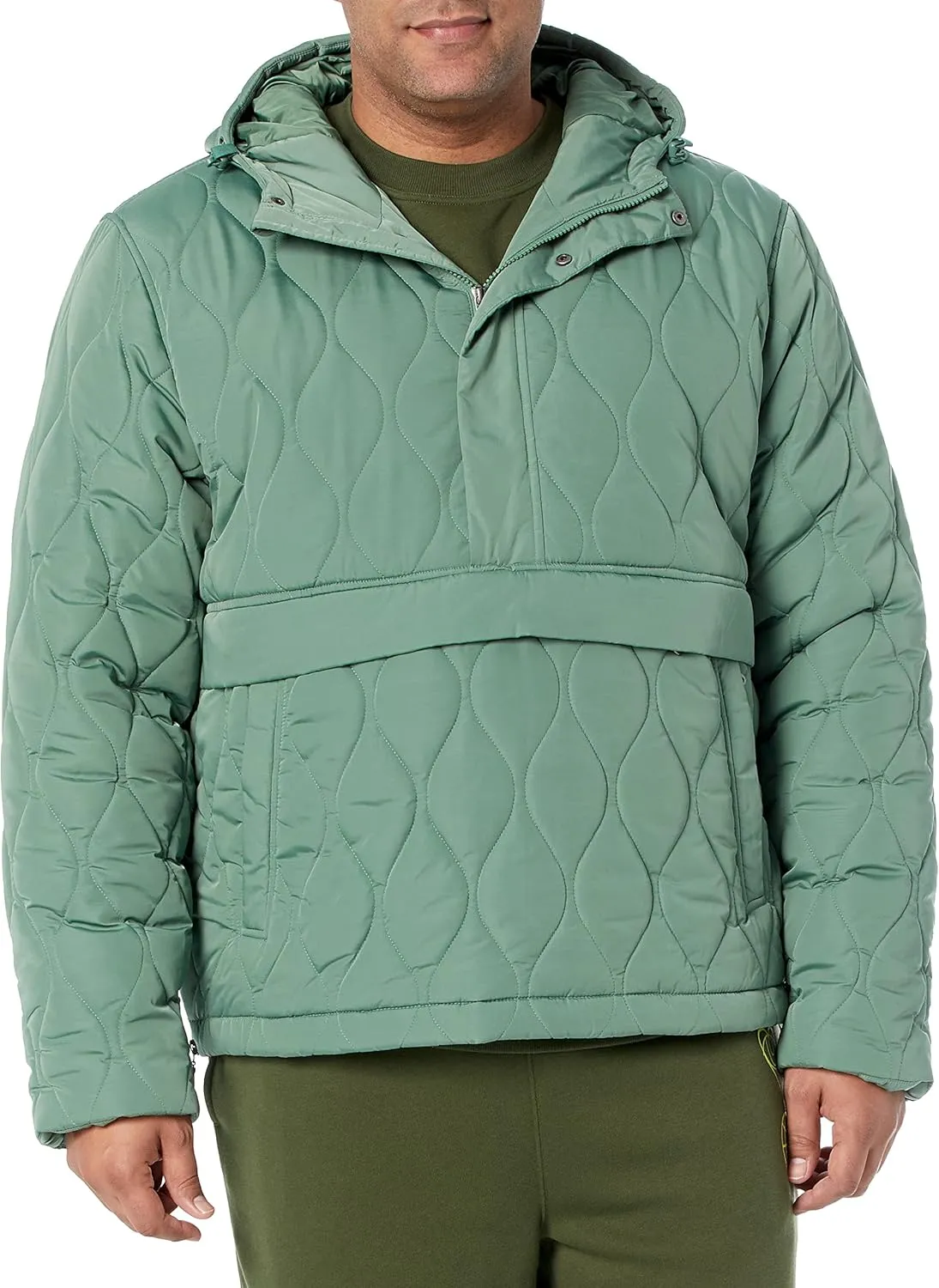 Amazon Essentials Men's Anorak Hooded Quarter-Zip Puffer Coat