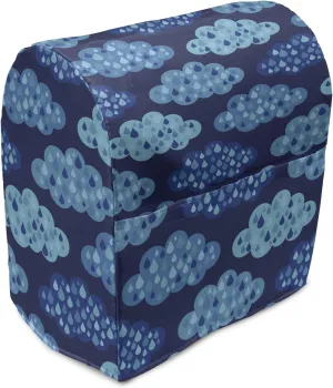 Ambesonne Clouds Stand Mixer Cover, Monochrome Cloudscape with Rain Droplets Gloomy Weather, Kitchen Appliance Organizer Bag Cover with a Pocket, 6-8 Quarts, Indigo Sky Blue