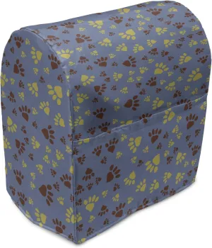 Ambesonne Paw Print Stand Mixer Cover, Many Animal Foot Marks Repetition Simplistic Design Pet Lover, Kitchen Appliance Organizer Bag Cover with a Pocket, 6-8 Quarts, Ceil Blue Khaki and Redbrown