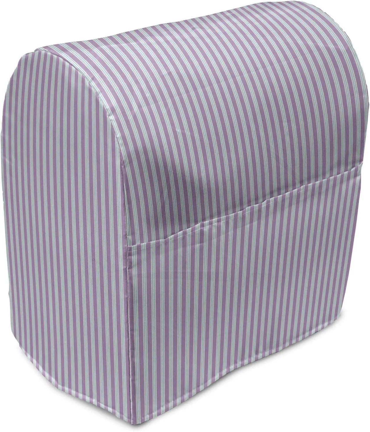 Ambesonne Pinstripe Stand Mixer Cover, Wide Candy Stripes with Pastel Blue Doubled Lines in Harmony, Kitchen Appliance Organizer Bag Cover with a Pocket, 6-8 Quarts, Pale Blue Lavender