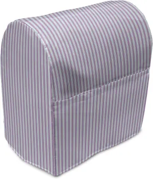 Ambesonne Pinstripe Stand Mixer Cover, Wide Candy Stripes with Pastel Blue Doubled Lines in Harmony, Kitchen Appliance Organizer Bag Cover with a Pocket, 6-8 Quarts, Pale Blue Lavender