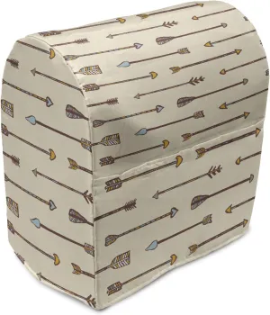Ambesonne Tribal Stand Mixer Cover, Pastel Themed Pattern of Prehistoric Style Symbols Culture Tools Repetition, Kitchen Appliance Organizer Bag Cover with a Pocket, 6-8 Quarts, Brown Beige Orange