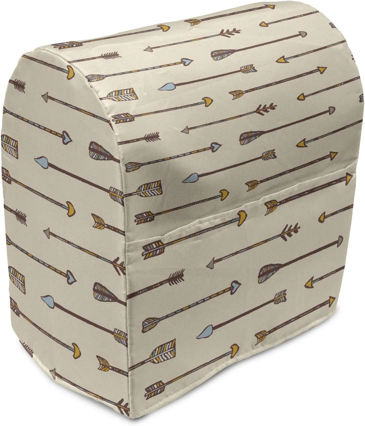 Ambesonne Tribal Stand Mixer Cover, Pastel Themed Pattern of Prehistoric Style Symbols Culture Tools Repetition, Kitchen Appliance Organizer Bag Cover with a Pocket, 6-8 Quarts, Brown Beige Orange