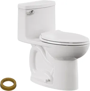 American Standard 612AA001.020 Compact Cadet 3, One-Piece Toilet with Slow-Close Seat and Wax Ring, Elongated Front, Left-Hand Flush, White, 1.28 gpf