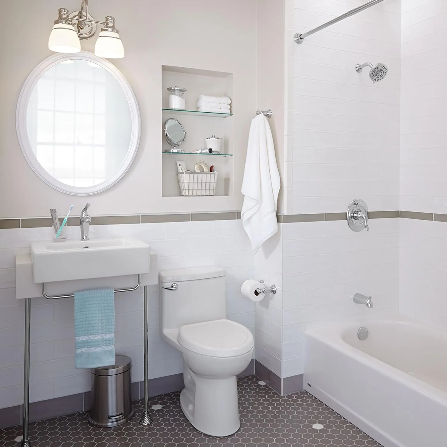 American Standard 612AA001.020 Compact Cadet 3, One-Piece Toilet with Slow-Close Seat and Wax Ring, Elongated Front, Left-Hand Flush, White, 1.28 gpf