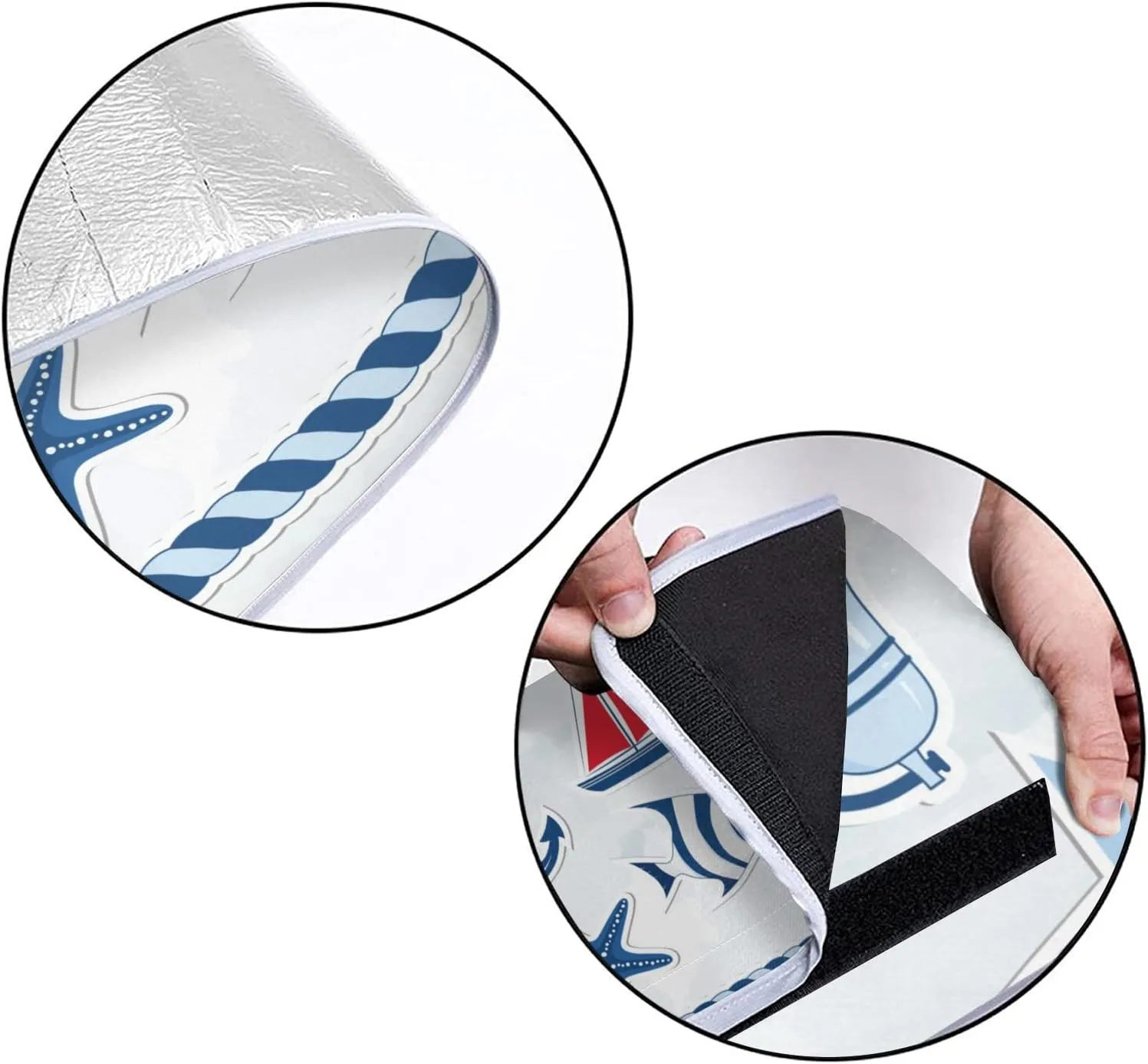 Anchor Compass Boat Picnic Blankets Waterproof Foldable,Outdoor Blanket Beach Mat 59"X 59" Handy Mat Tote for Camping Hiking