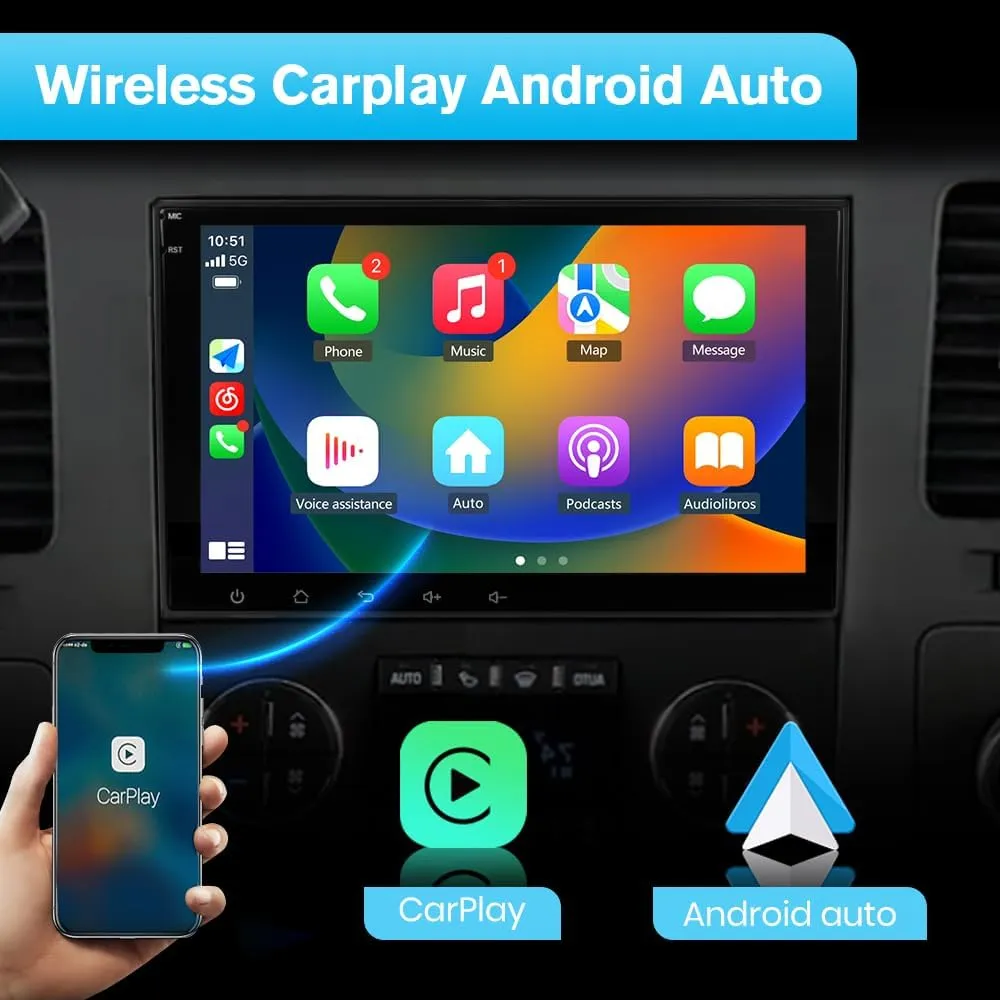 Android 13 [2G 64G] Car Radio for GMC Sierra Yukon Chevrolet Buick Chevy Silverado,8 Inch Touch Screen Stereo with GPS WiFi SWC Wireless Apple CarPlay Android Auto