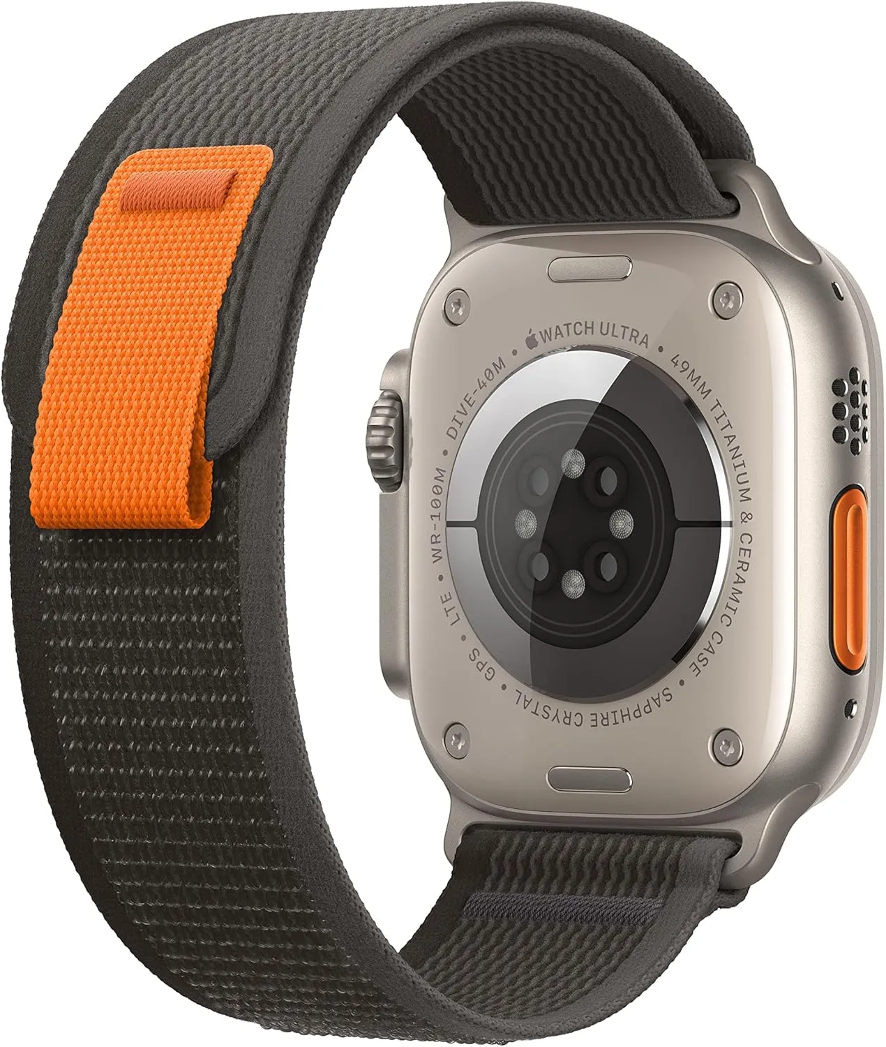 Apple Watch Ultra [GPS   Cellular 49mm] Titanium Case with Black/Gray Trail Loop, M/L (Renewed)