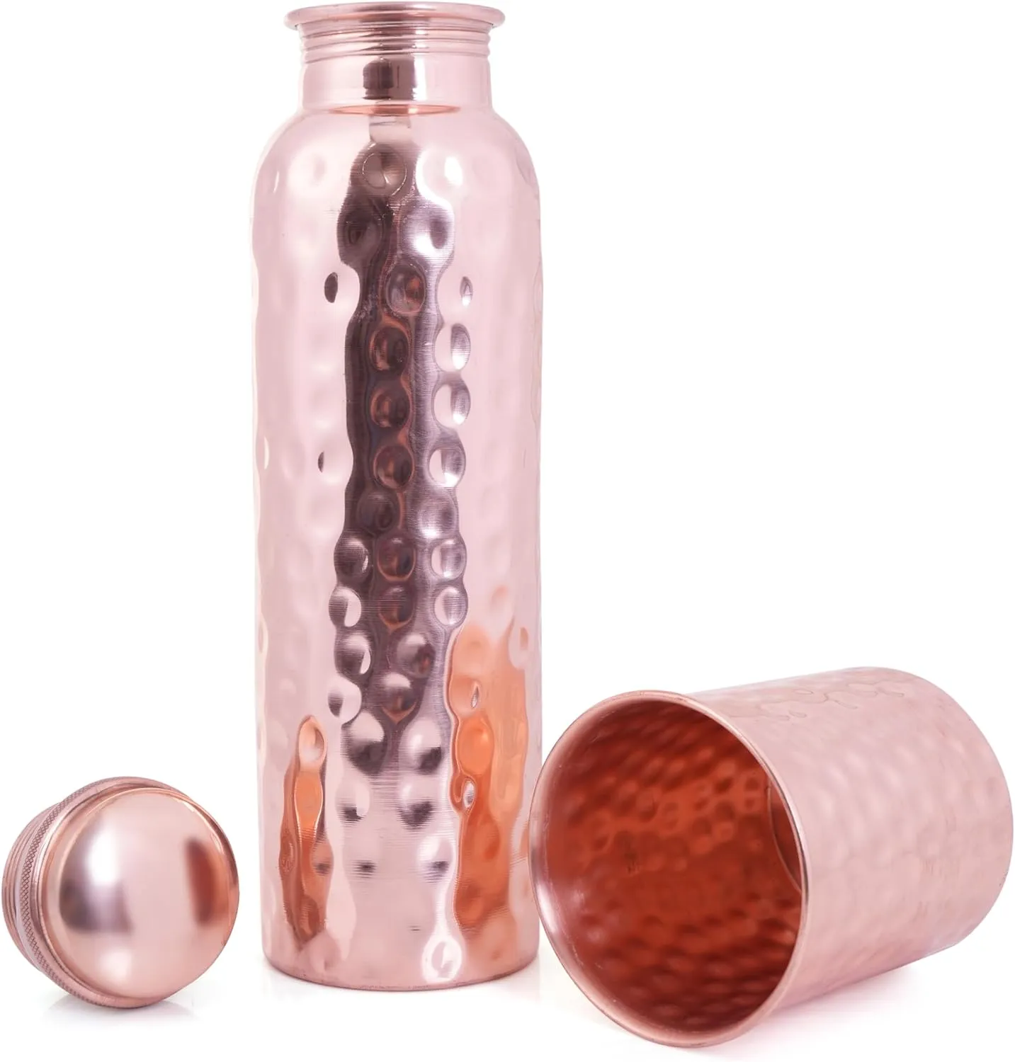 Artisan Copper 100% Pure Copper Bottle (32oz/950ml) & Tumbler–Handcrafted, hammered finish, leak-proof, and lab-tested Perfect for gym, office, travel and gifting. Stay hydrated the Ayurvedic way