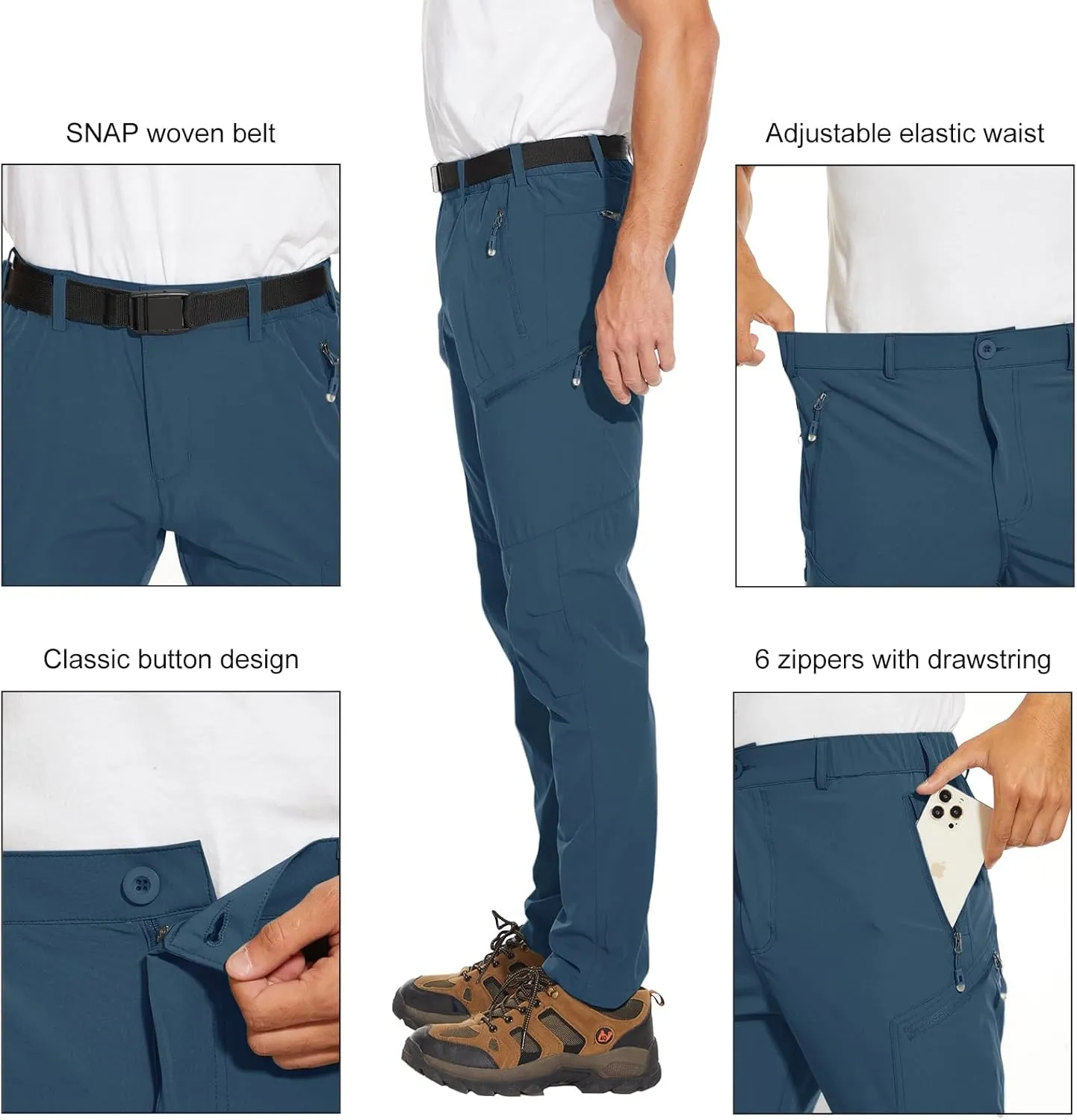 Arunlluta Hiking Pants for Men, Hiking Travel Pants Water-Resistant Mens Work Pants Stretch Quick Dry Lightweight