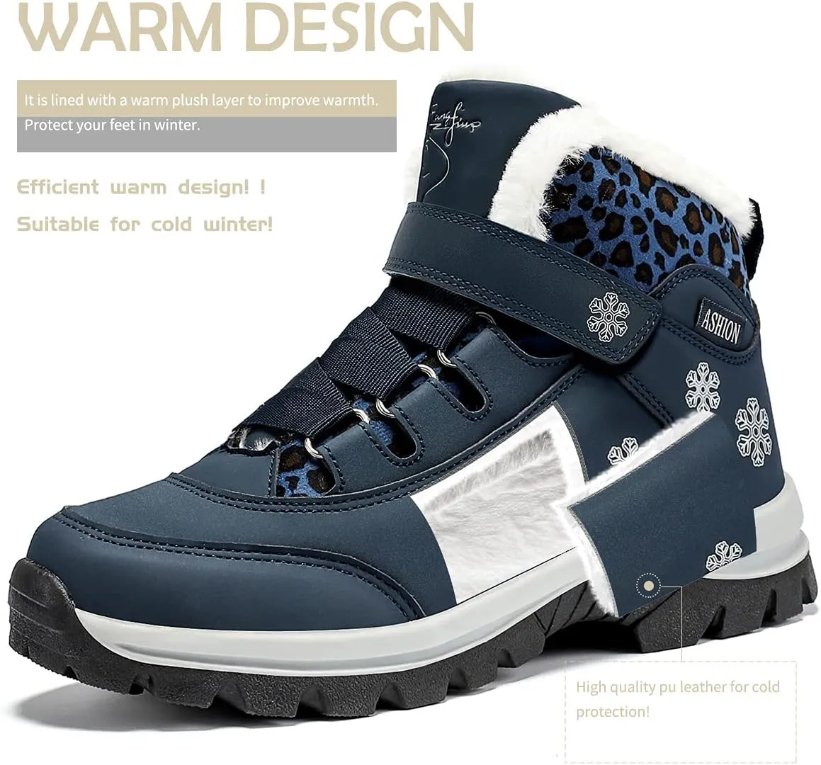 ASHION Womens Snow Boots Warm Fur Lined Winter Boots Comfortable Ankle Booties Outdoor Hiking Boots for Women