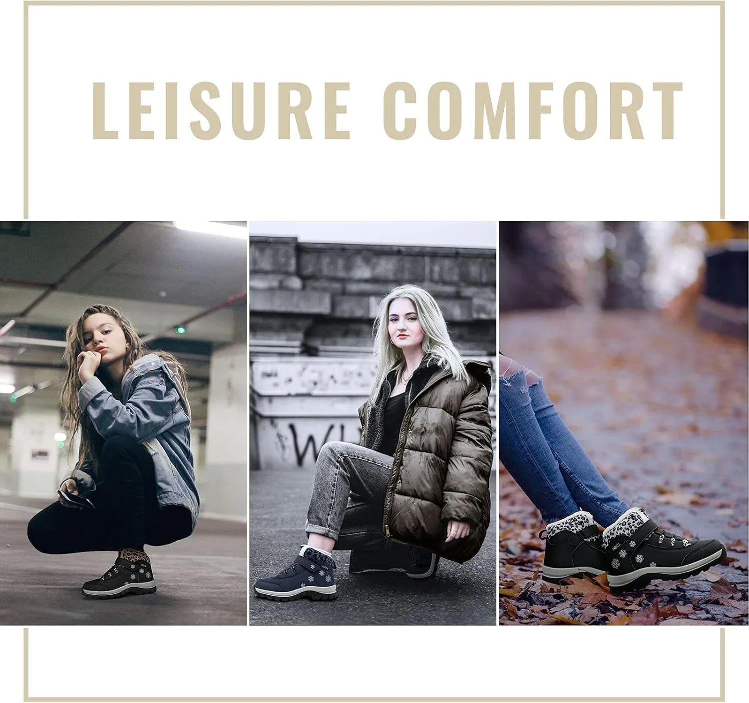 ASHION Womens Snow Boots Warm Fur Lined Winter Boots Comfortable Ankle Booties Outdoor Hiking Boots for Women