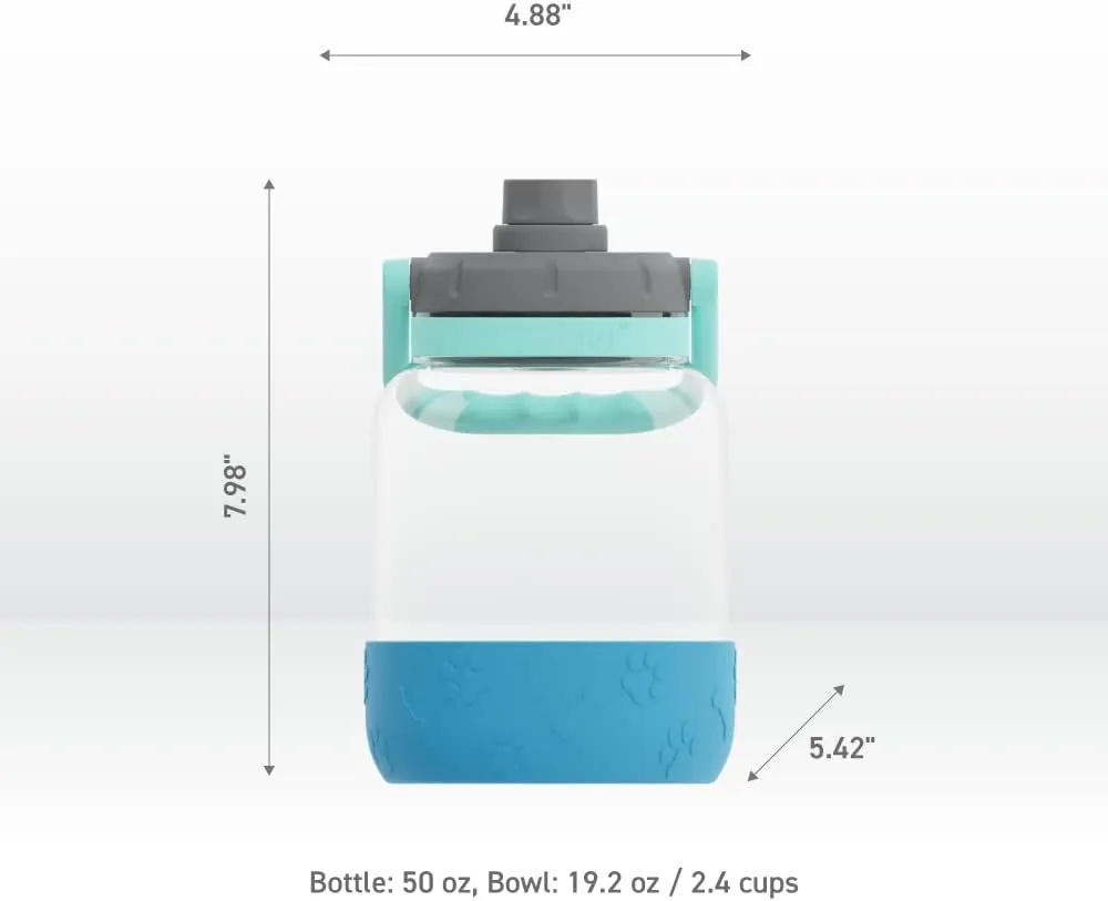 asobu Barkley Dog Tritan Bottle 50 Ounce with a Detachable Silicone Bowl (Blue) [Video Game] [video game]