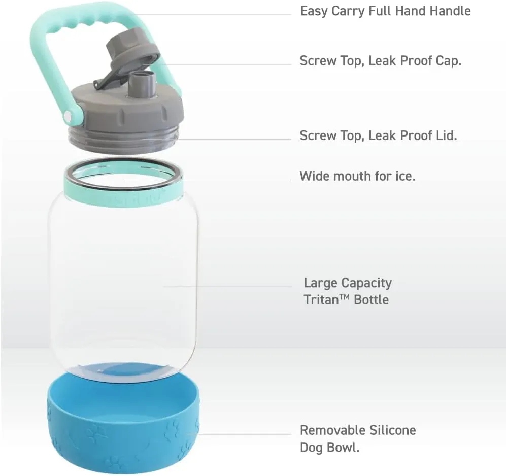 asobu Barkley Dog Tritan Bottle 50 Ounce with a Detachable Silicone Bowl (Blue) [Video Game] [video game]