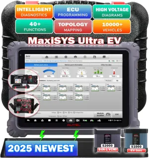 Autel Ultra EV OBD2 Scanner, Upgrade of Autel Ultra/ MS919/ MS909, 2025 Top EV Intelligent Diagnostic Scan Tool, High-Voltage System & Battery Pack Analysis, 5-in-1 VCMI, Topology Mapping
