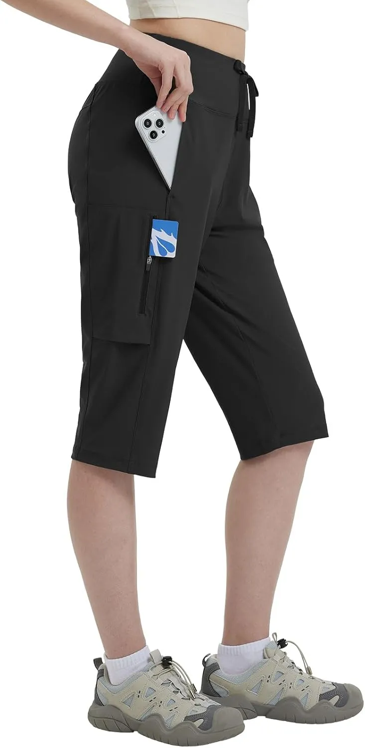 baleaf 15'' Long Shorts for Women Hiking Knee Length Quick Dry Cargo Capri Pants Bermuda Stretchy Lightweight