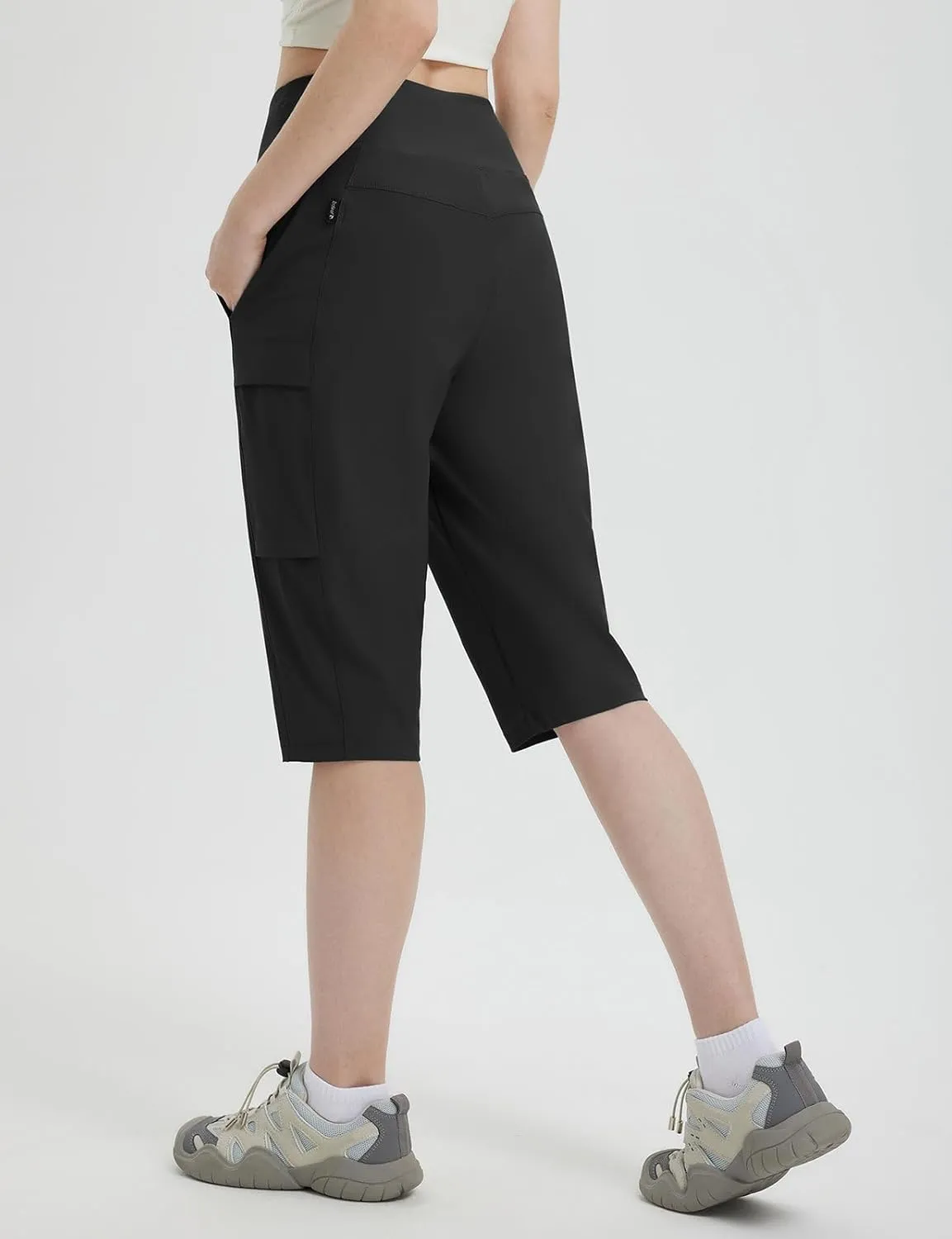 baleaf 15'' Long Shorts for Women Hiking Knee Length Quick Dry Cargo Capri Pants Bermuda Stretchy Lightweight