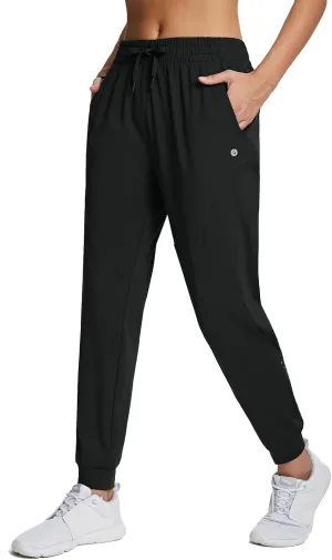 baleaf Women's Fleece Lined Pants Joggers Water-Resistant Zipper Pocket Thermal Sweatpants Winter Running Hiking Jogging