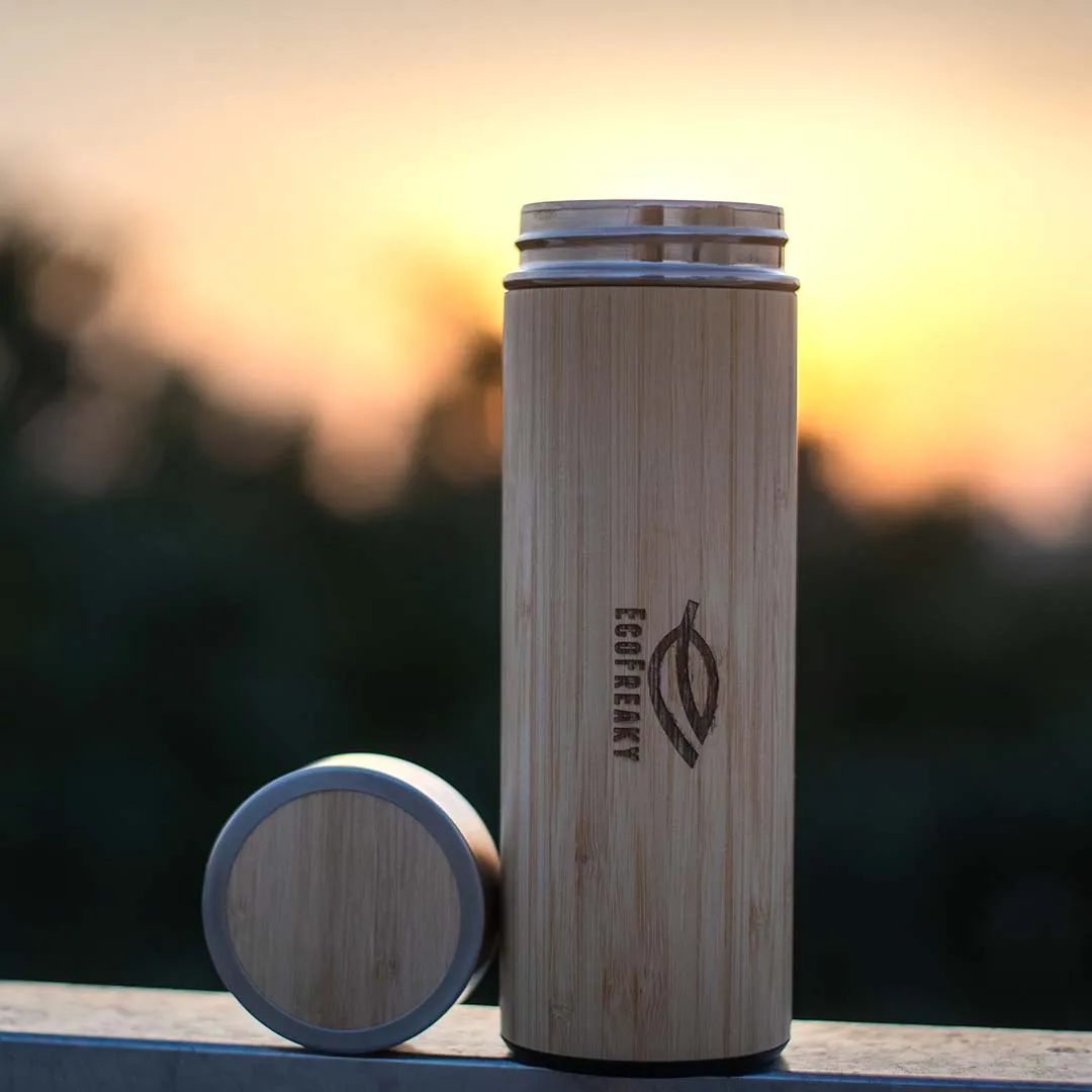 Bamboo Water bottle | With Insulated Stainless Steel Case and Tea Filter