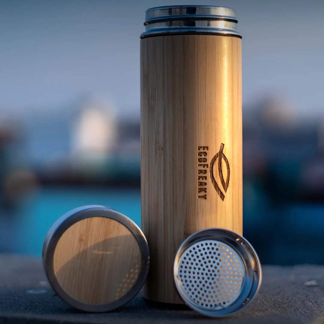 Bamboo Water bottle | With Insulated Stainless Steel Case and Tea Filter