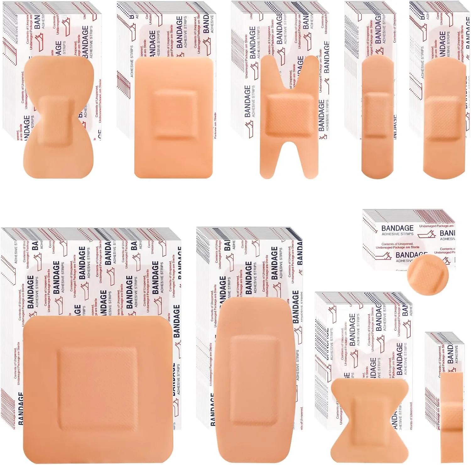 Bandage Variety Pack - 800 Pcs Assorted, Large Adhesive Fingertip, Waterproof Breathable for First Aid and Protect Wounds (10 Styles)