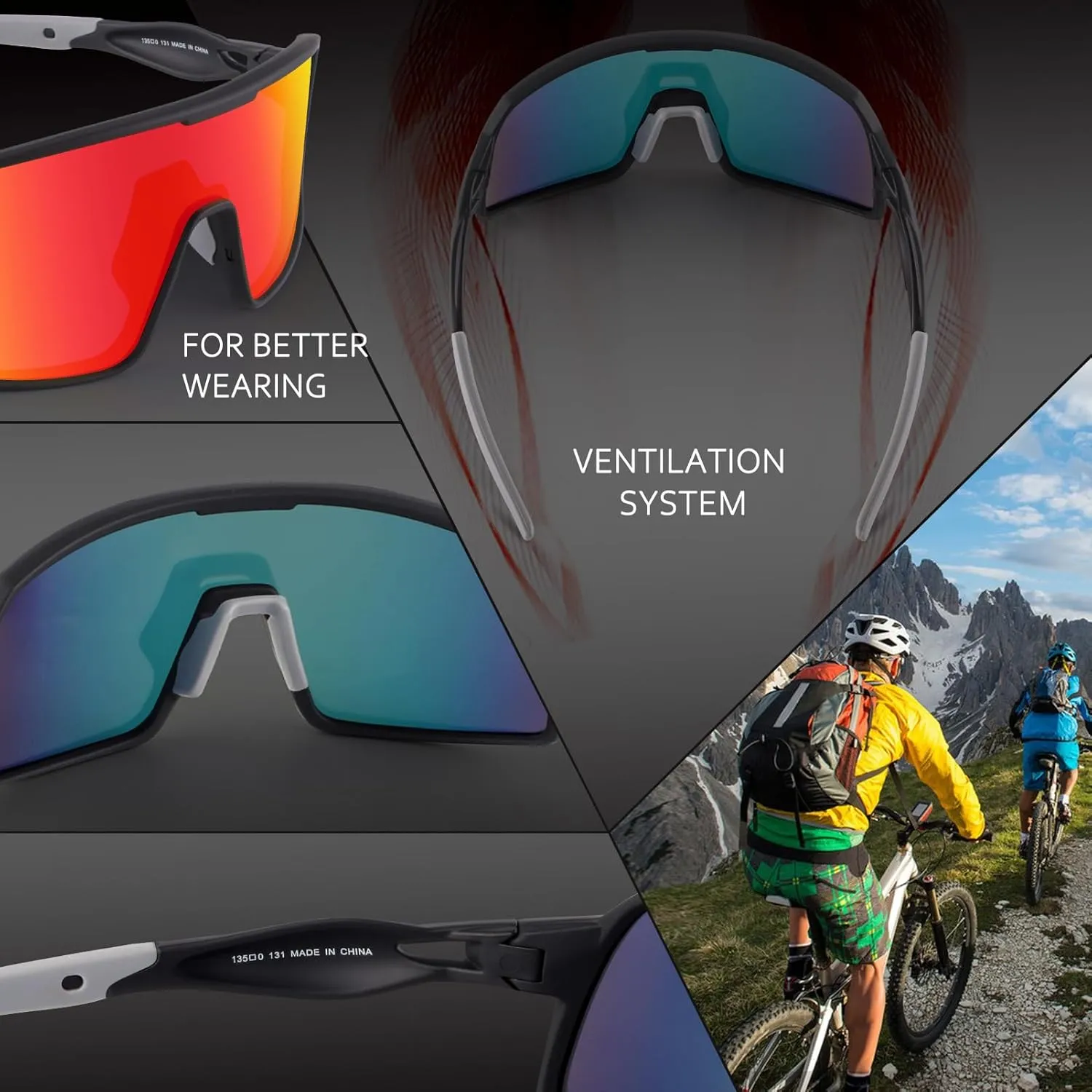 BangLong Polarized Cycling Glasses Sports Sunglasses, UV400 Protection, Men Women Running Fishing Driving Baseball Glasses