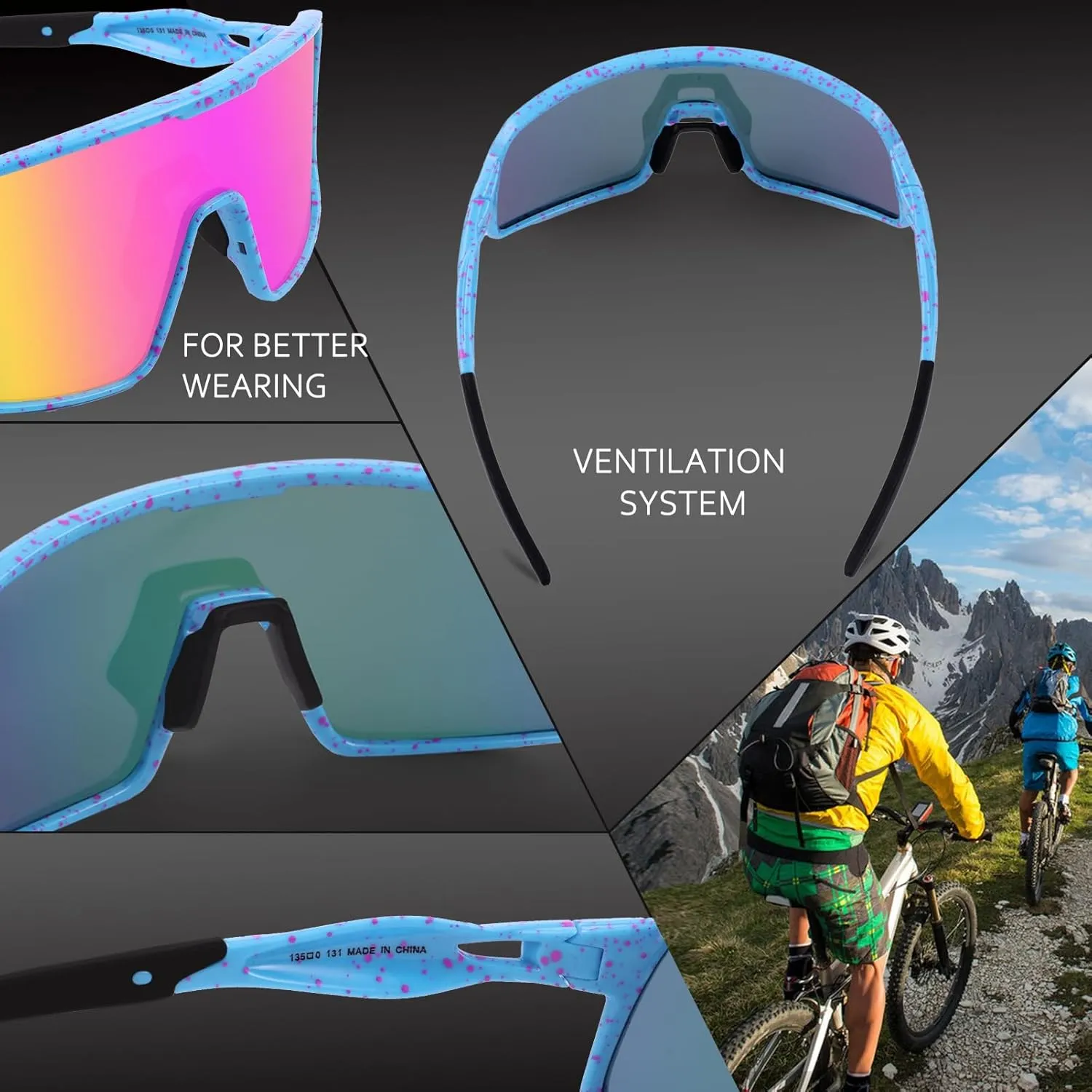 BangLong Polarized Cycling Glasses Sports Sunglasses, UV400 Protection, Men Women Running Fishing Driving Baseball Glasses