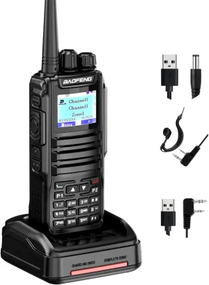 Baofeng DM-1701 Dual-Band Dual-Time Slot DMR/Analog Two-Way Radio | 3,000-Channel Capacity | Includes Programming Cable, Charger & PTT Earpiece | OpenGD77 Compatible