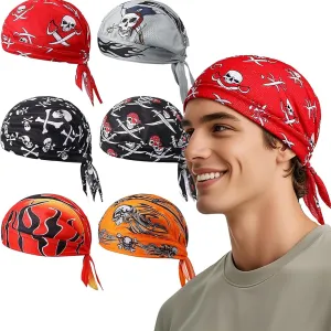 Barelove 6Pcs Do Rag Skull Caps for Men, Breathable Cooling Doo Rags Hat Helmet Linner Beanie Cycling Motorcycle Bandana