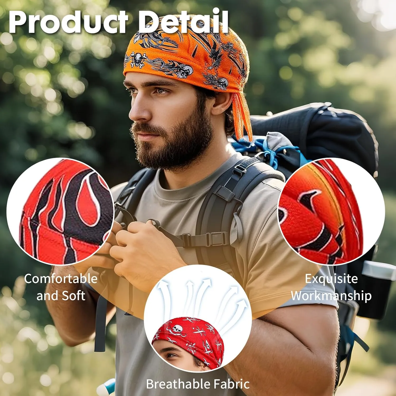 Barelove 6Pcs Do Rag Skull Caps for Men, Breathable Cooling Doo Rags Hat Helmet Linner Beanie Cycling Motorcycle Bandana