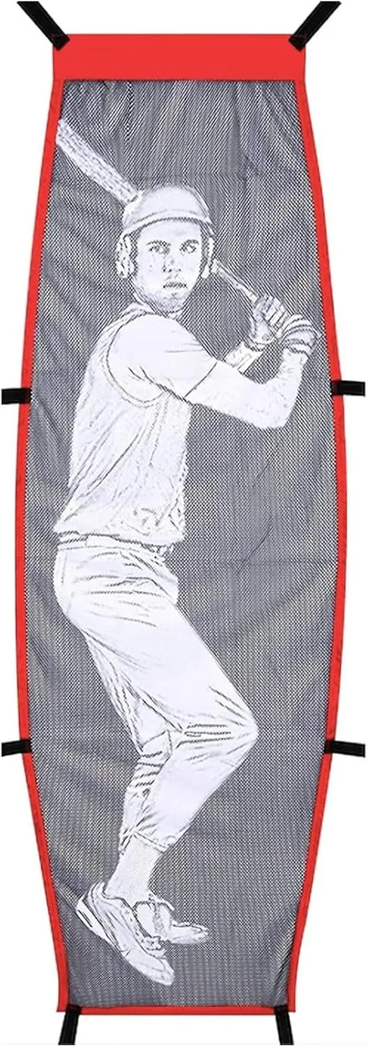 Baseball Softball Pitching Dummy Batter Foldable Design 70" x 21" Pitching Target Aid for Enhance Accuracy Sturdy Polyester Net Easy Setup