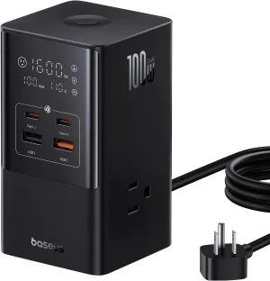 Baseus 7-in-1 USB C Charging Station, 100W PowerCombo Fast Charging Power Strip with 3AC 2U 2C USB, USB C Charging Station for Desktop Accessories, MacBook, Tablets in Office, Home and Dorm