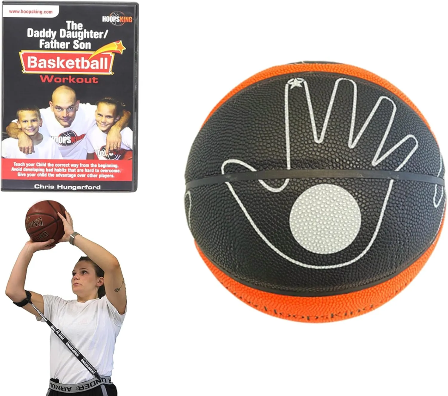 Basketball Training Kit Bundle - Skill Shooter Basketball, Perfect Form Shooting Aid, Dribbling, Passing & Offensive Moves for Kids (K-6) - Develop Accurate & Confident Shots