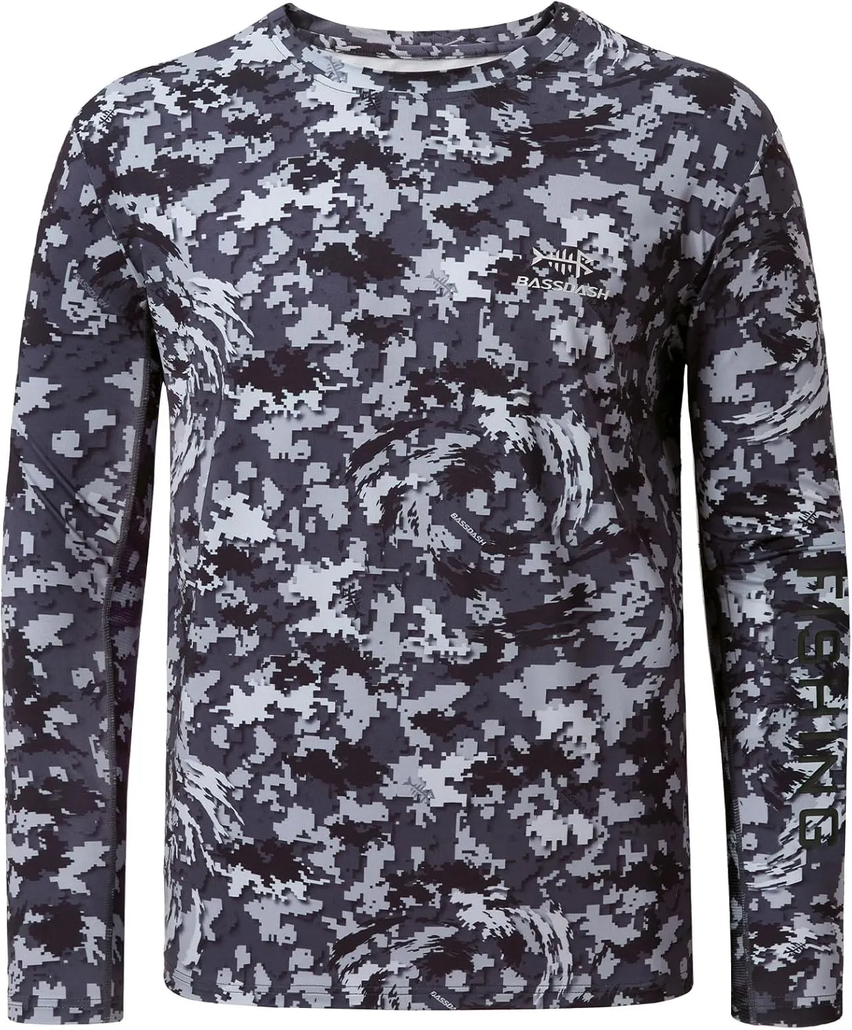 BASSDASH Men’s Camo Fishing Shirts UPF 50  Long Sleeve Quick Dry Lightweight T-Shirts for Outdoor Hiking Kayaking FS37M