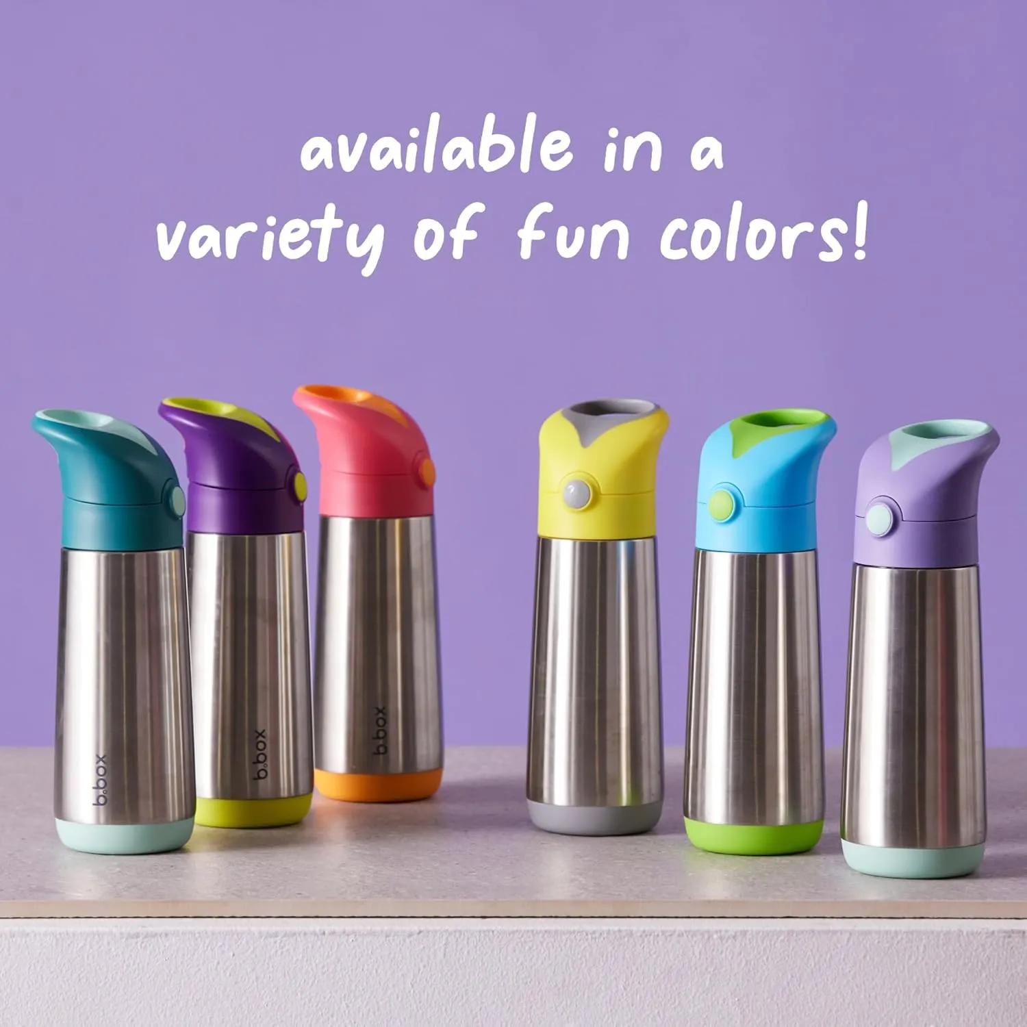 b.box 16.9 oz Insulated Water Bottle - Keeps Drinks Cold 15 Hours, Warm 8 Hours, Triple Wall Stainless Steel Kids Water Bottle w/Free Flow Silicone Straw, Leakproof & Dishwasher Safe