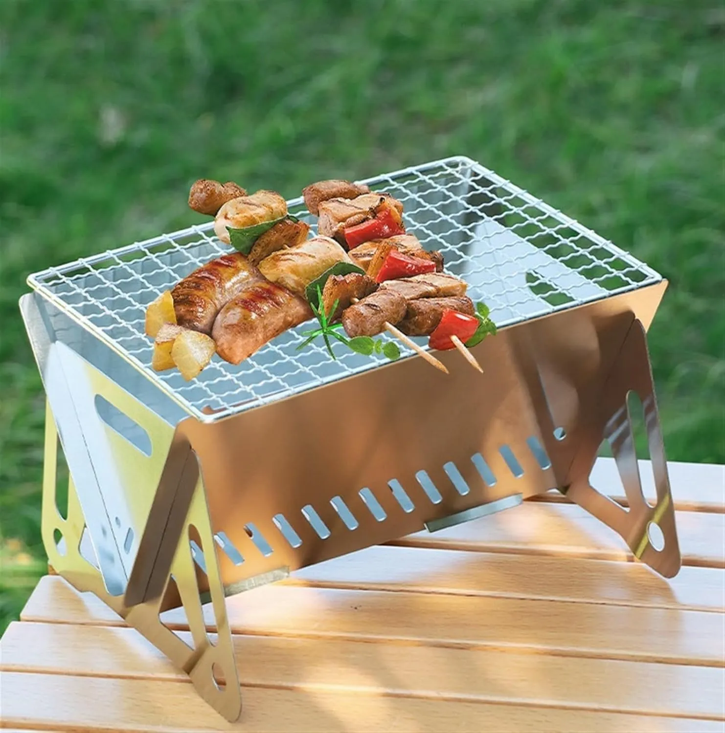 Bbq Grill Portable Camping Grill BBQ Grill Tabletop For Camping Patio Outdoor Stainless Steel
