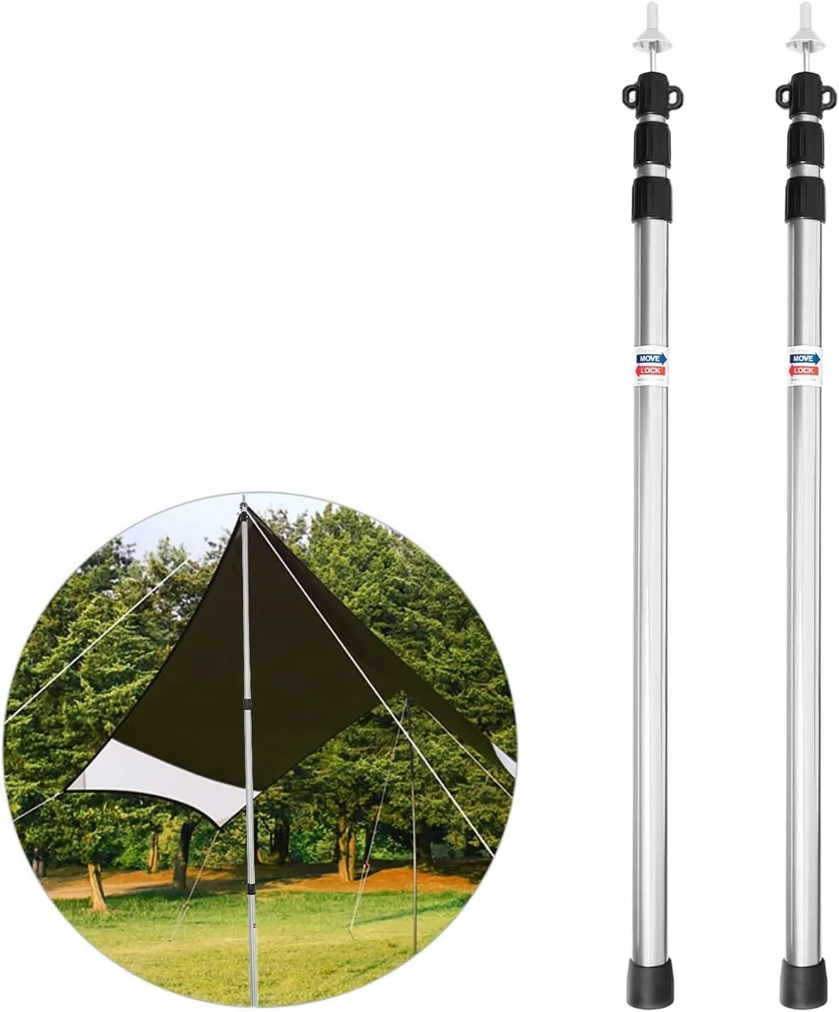 BCcamping player's first choice Thicken Aluminum Alloy Tent Pole Adjustable Tent Support Rod Beach Shelter Tarp Awning Pole Replacement Poles Camping Hiking Camping bracket(Silver 1pc 230cm)