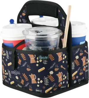 Beautyflier Reusable Insulated Coffee Cup Carrier, Portable Drink Holder with Handle Organizer Tote Bag for Hot & Cold Drinks (Coffee Utensils)