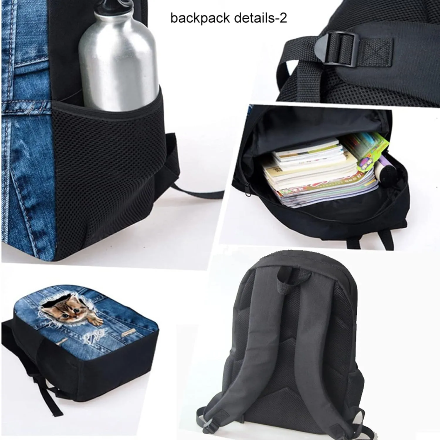 Belidome Cartoon Dinosaur Kids School Backpack Set 4pcs Lunch Pouch Soft Pencil Case 500-700ml Bottle Holder Bag