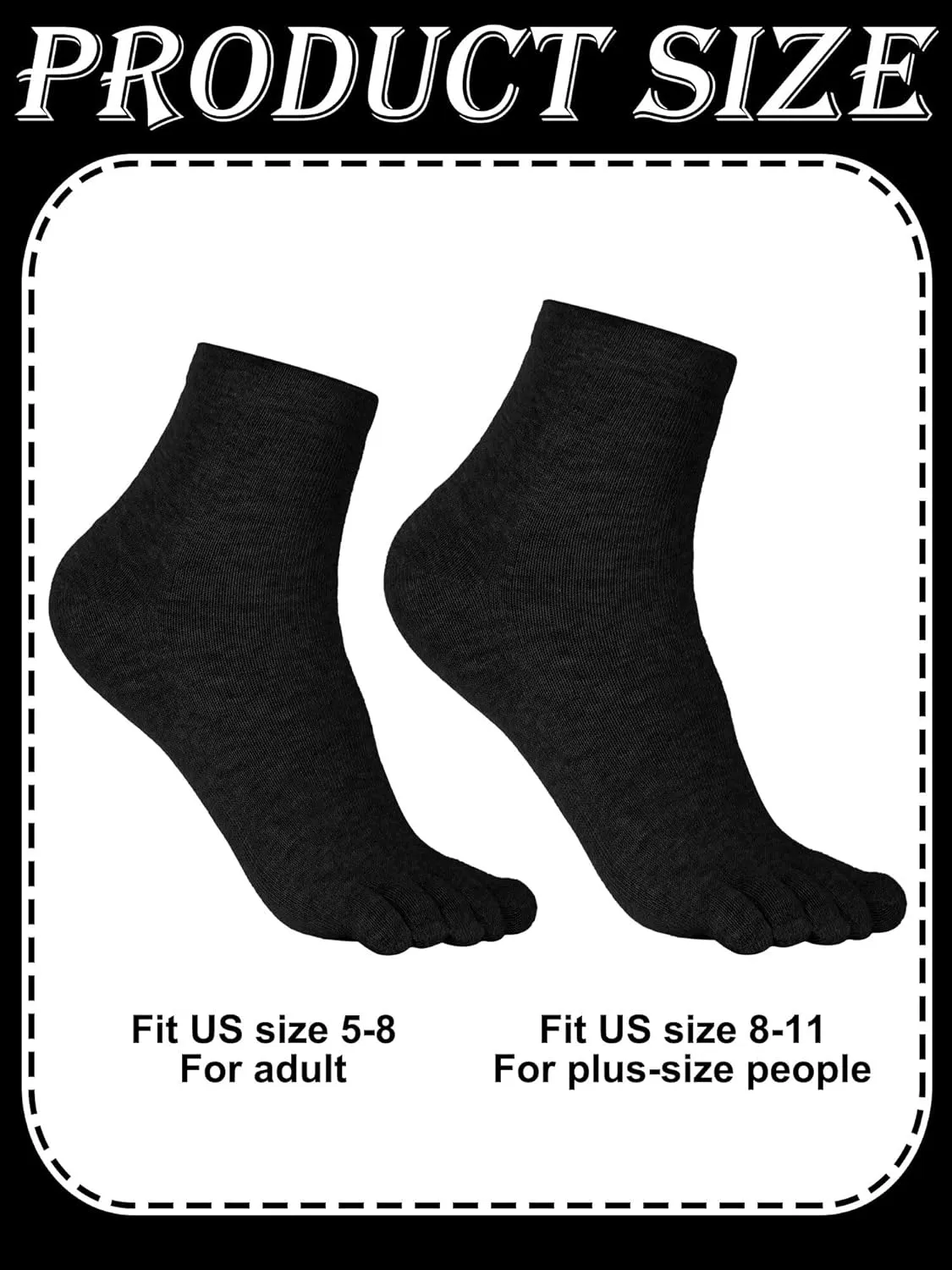 Bencailor 6 Pairs Women Toe Socks Cotton Breathable Compression Crew Five Toe Sock for Women Men Athletic Running