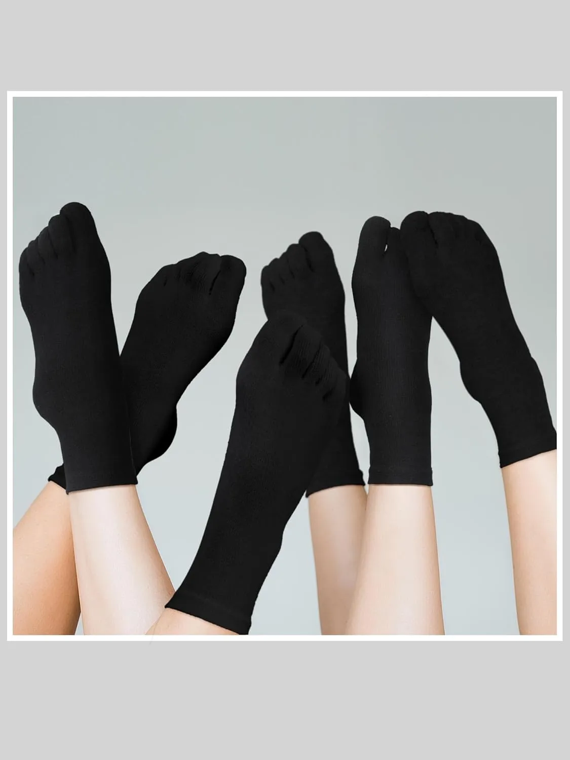 Bencailor 6 Pairs Women Toe Socks Cotton Breathable Compression Crew Five Toe Sock for Women Men Athletic Running