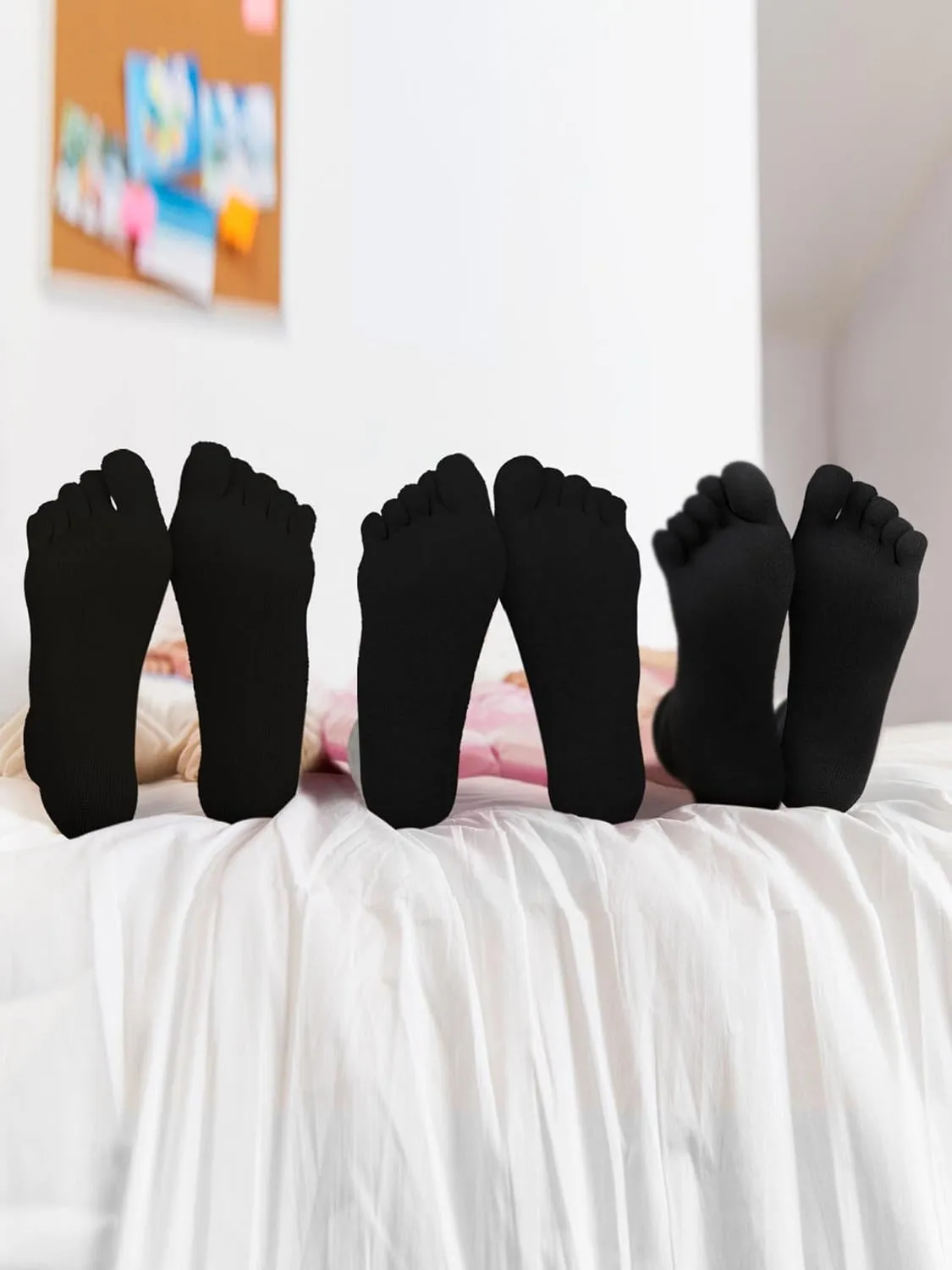 Bencailor 6 Pairs Women Toe Socks Cotton Breathable Compression Crew Five Toe Sock for Women Men Athletic Running