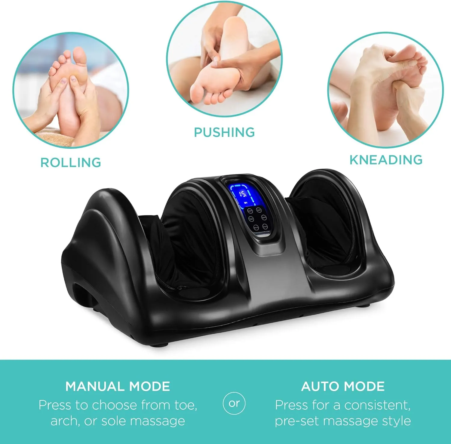 Best Choice Products Shiatsu Foot Massager for Pain Relief, Plantar Fasciitis, Neuropathy, Blood Circulation, Remote Control w/Compact Design - Black