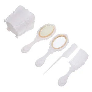 BESTYASH 1 Set Elegant Handheld Mirror and Massage Comb Brush Set for Women Static Hair Styling Tools Chic Vintage Design with Compact Makeup Mirror present for All Hair Types